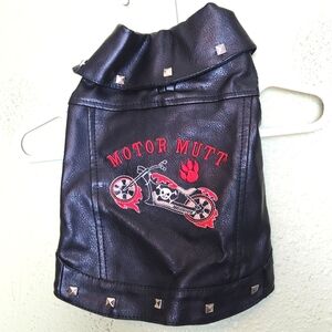 Black Studded Faux Leather Dog Jacket